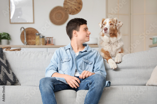 Teenage boy with cute Austr...