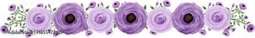 purple rose flower border watercolor