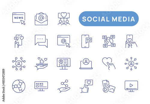 Collection of accounting icon. Containing  media, website, blog, content, business marketing and social network icons