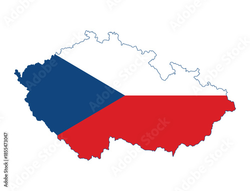 Czech Republic map with flag national symbol for travel