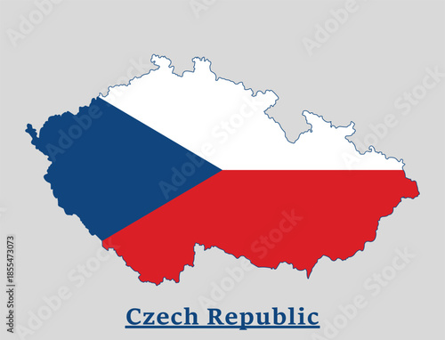 Czech Republic map with flag national symbol for travel