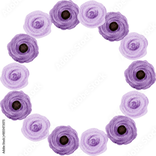 Purple rose floral wreath watercolor 