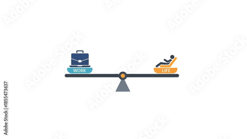 Balance between work and leisure on a scale.