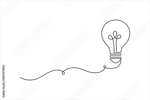 Light bulb continuous one line art drawing. Single line electricity lamp design vector art illustration
