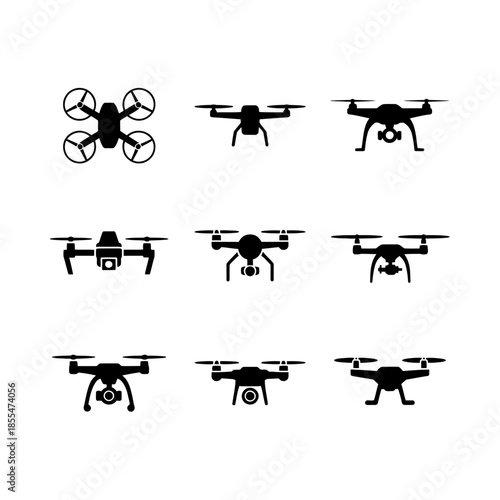 Collection of various drone silhouettes displayed in a grid pattern