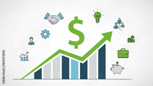 Financial growth graph illustrating success and upward trend in business