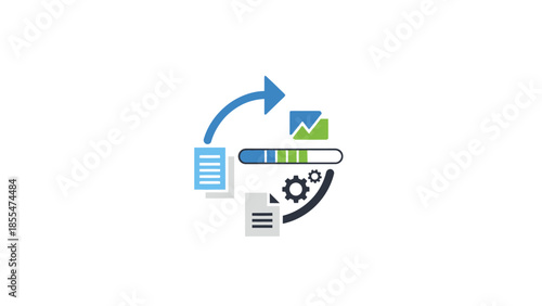 Data processing and workflow automation concept illustration.