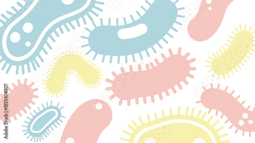 Colorful Illustration of Various Bacteria Shapes and Microorganisms
