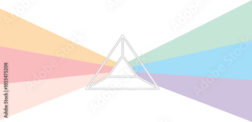 Minimalist Illustration of a Prism Dispersing Light into a Spectrum of Colors