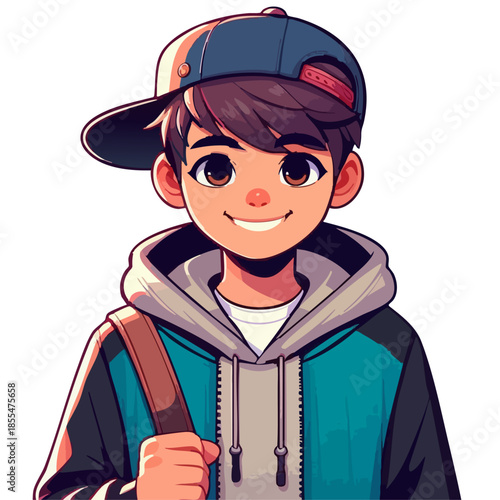 premium vector illustration of Street boy cartoon wearing hoodie