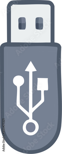 Vector illustration of a USB flash drive, a portable data storage device with a universal serial bus interface