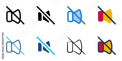Mute icons set multiple style collection. Editable stroke 
