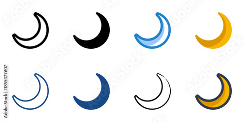 Dark mode icons set multiple style collection. Editable stroke 
