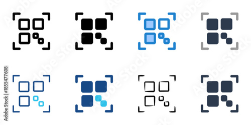 QR code icons set multiple style collection. Editable stroke 
