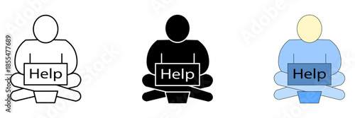 poverty line set icon on white background