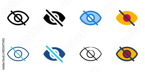 Invisible icons set multiple style collection. Editable stroke 
