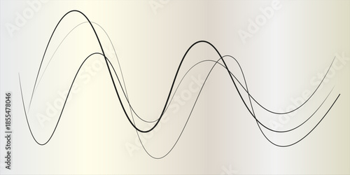 Curve wave seamless pattern. Abstract black lines wave curve motion on white background elegant art