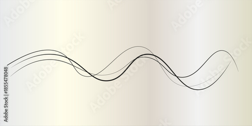 Curve wave seamless pattern. Abstract black lines wave curve motion on white background elegant art