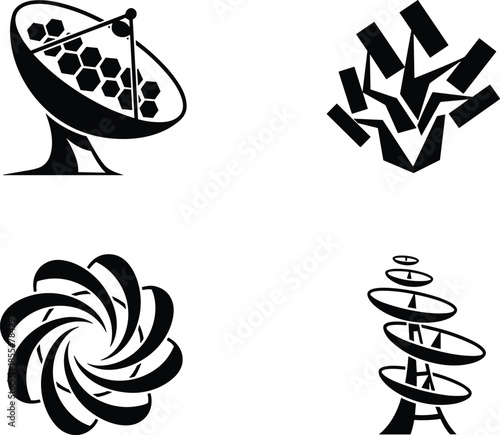 Satellite antenna collection for science and technology and design exactly 100 characters.