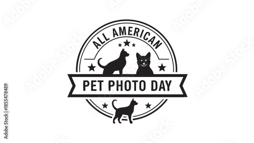 All american pet photo day logo with cats isolated design
