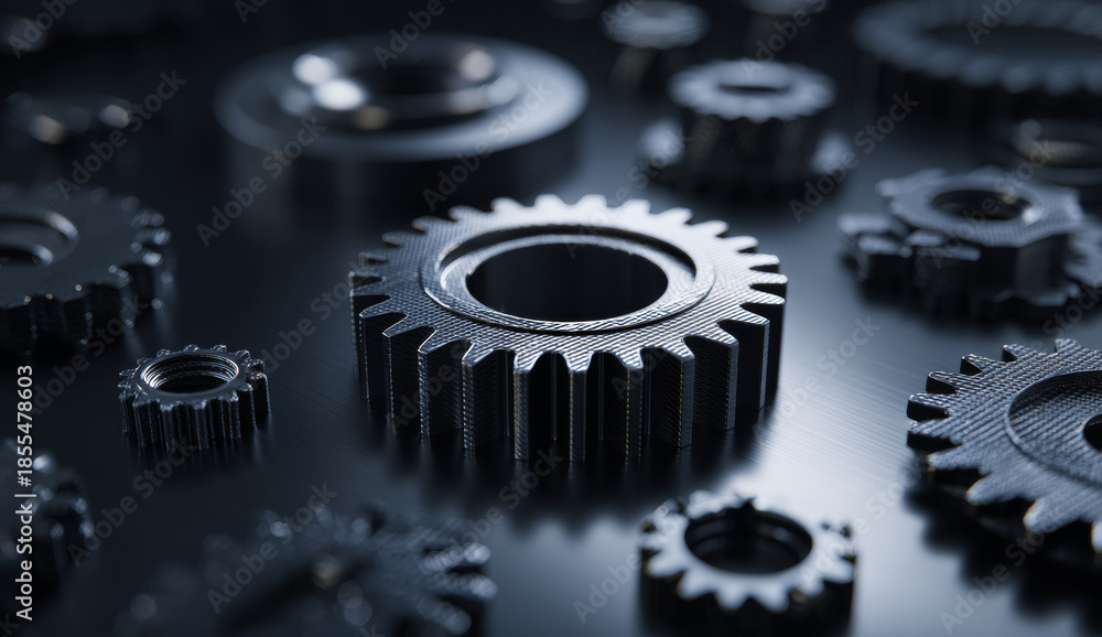 custom made wallpaper toronto digitalBlack aluminum gears with textured surfaces and precise teeth for mechanical systems