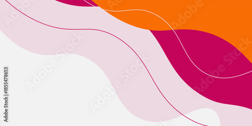 Abstract colorful pink and orange wave banner background with fluid and circle shapes pattern geometric design. eps10