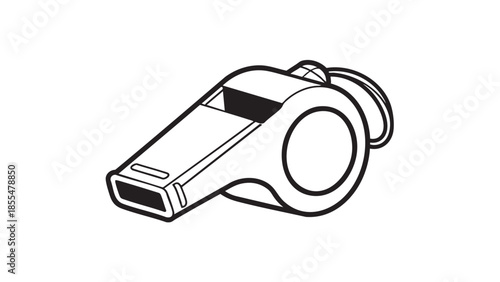 Classic metal referee whistle isolated on transparent background