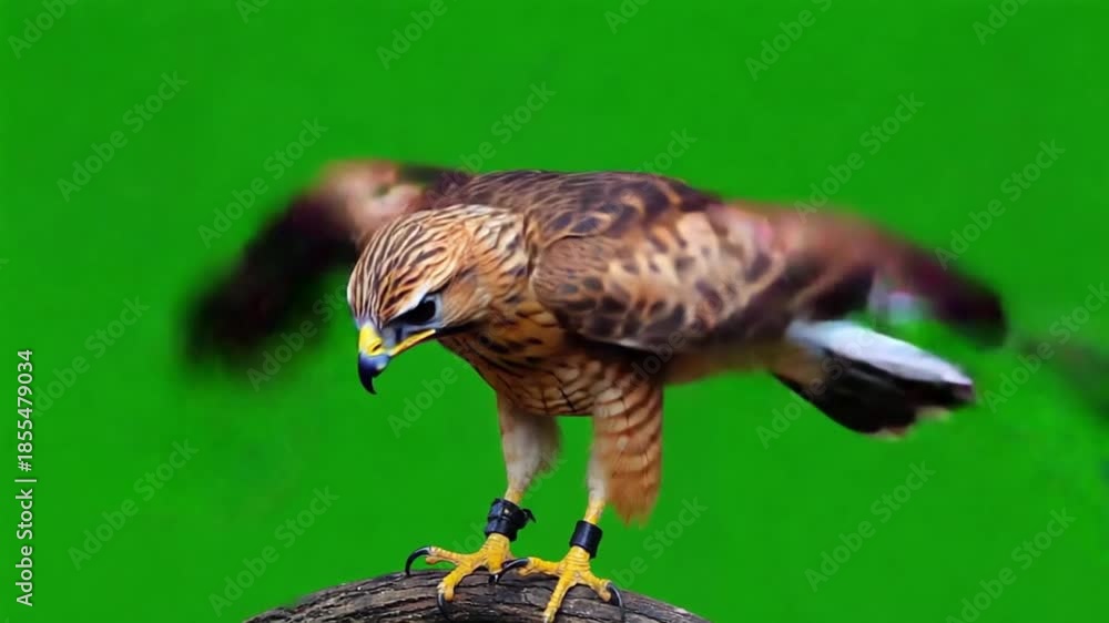 custom made wallpaper toronto digitalMajestic red-tailed hawk perched on wooden branch against green screen