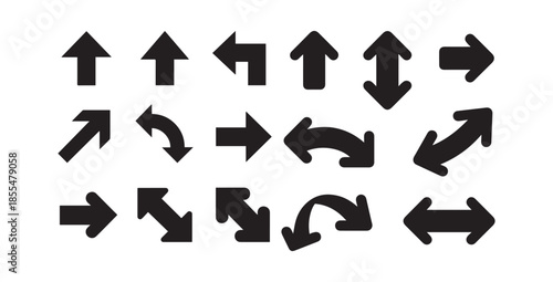 Arrow icon set cursor arrow up down and symbol vector icons. Modern simple solid arrows collection web design . Arrow icon set. Arrow. Vector illustration.
