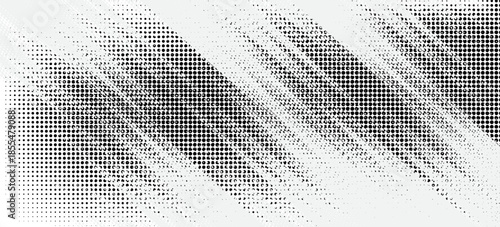 Halftone gradient. Dotted gradient, smooth dots spraying and halftones dot background seamless horizontal geometric pattern vector template set