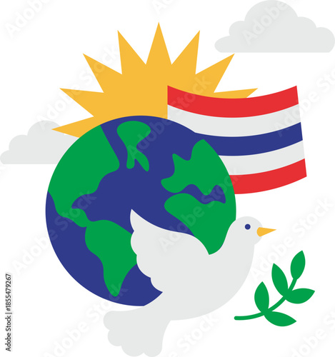 World Peace Graphic with Thailand Flag
