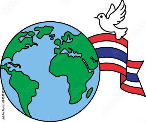 World Peace Graphic with Thailand Flag