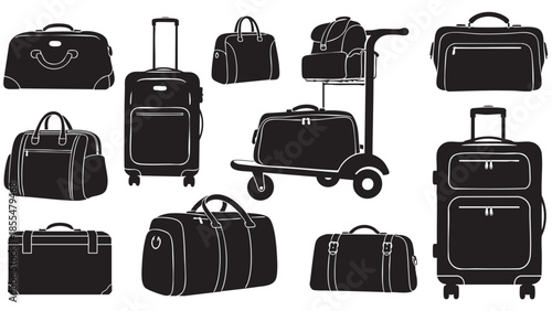 Collectionofvarioustravelbagsandluggageisolatedontransparentbackground