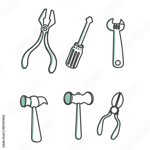 doodle carpentry tools set collection