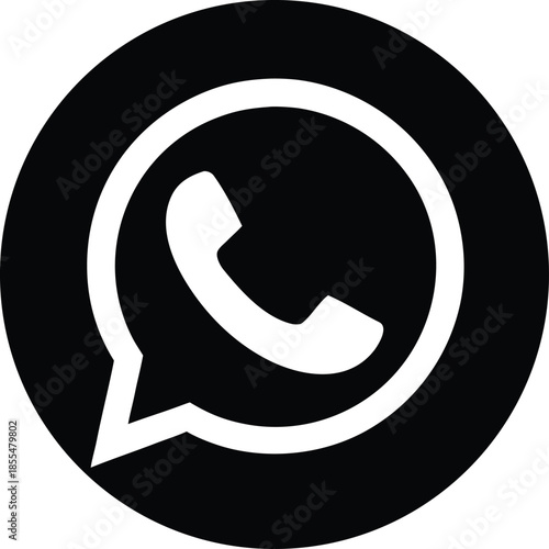 Black and White Whats App Icon