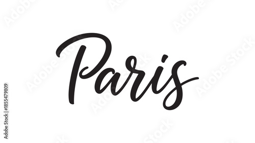 Elegant cursive script text Paris in stylish handwritten font
