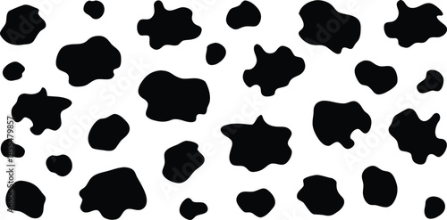 Black cow spots pattern on white background