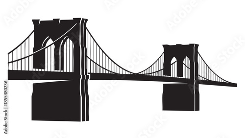 Iconic suspension bridge silhouette with detailed towers and cables