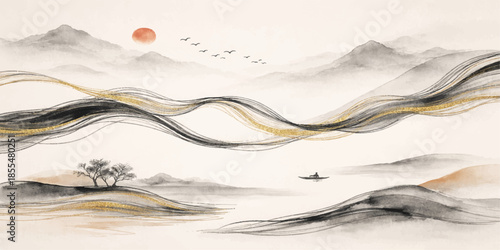 Abstract blue watercolor and grunge background featuring liquid waves with light splashes and clean motion patterns for an artistic nature illustration banner