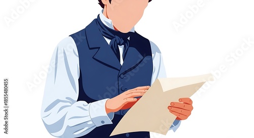 A vibrant flat vector illustration of a faceless young inventor, 