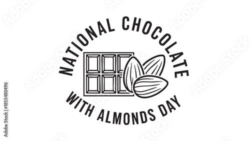 National chocolate with almonds day celebration logo design