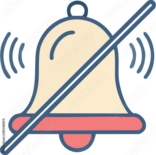 Mute button icon of a bell with a diagonal line through it, indicating silent mode or no sound
