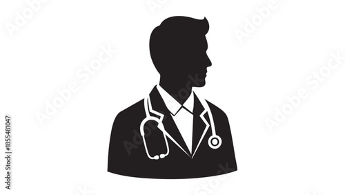 Silhouetteofadoctorwithstethoscopeisolatedontransparentbackground
