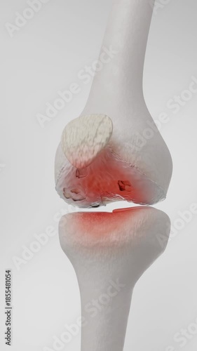 Knee Joint Inflammation and Cartilage Degeneration Medical 3D animation