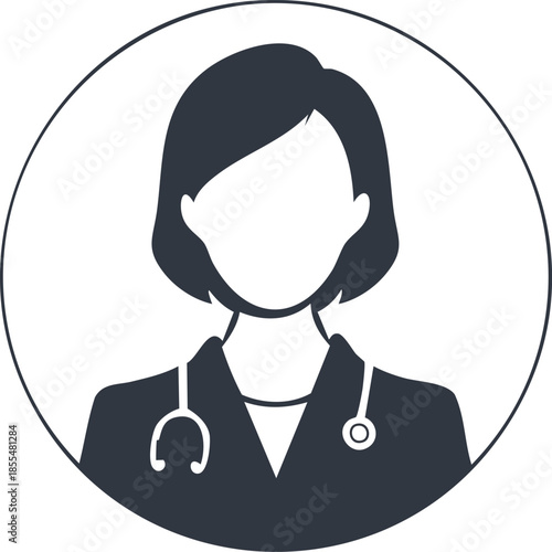 Professional female doctor avatar icon symbolizing medical expertise and dedicated healthcare services, ideal for profiles, apps, and digital platforms