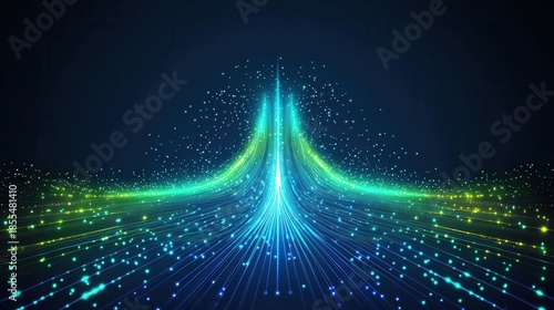 Abstract Digital Circuit Board With Bright Light Pathways