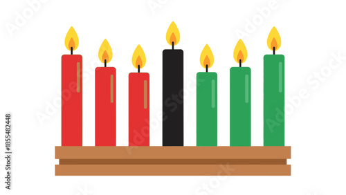 Kwanzaa Kinara Candles Icon with Red Black and Green Traditional African Celebration Symbol