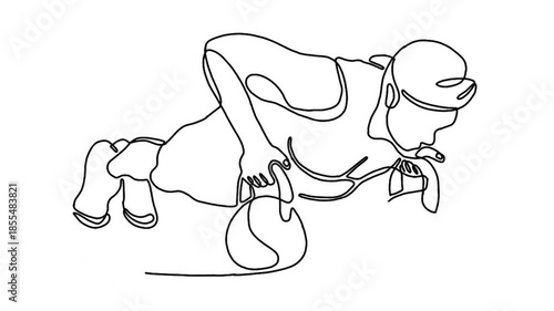 continuous line animation of man training push up