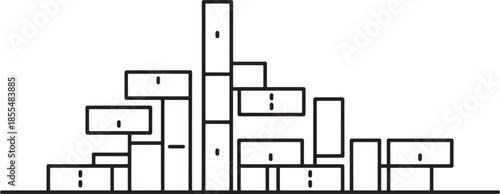 Abstract cityscape sketch with building blocks and geometric architecture illustration
