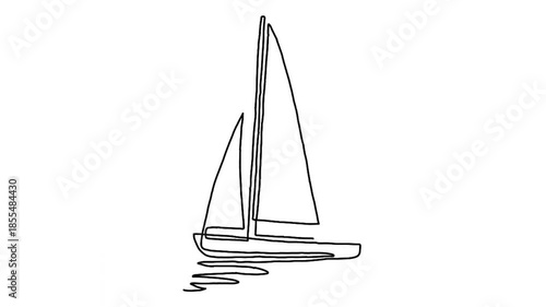 Continue line animation of sailing boat